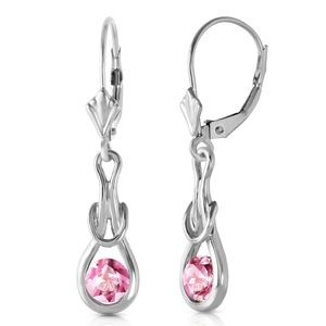 14K. GOLD LEVER BACK EARRINGS NATURAL PINK TOPAZ